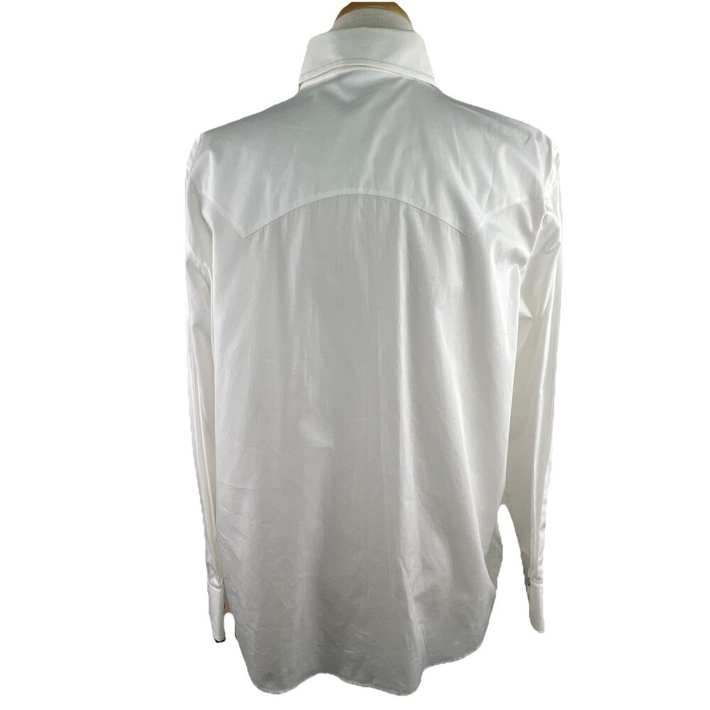 Ralph Lauren Size 1X Western Yoke Cowgirl Shirt Pearl Snap White Cotton Cowboy - Picture 6 of 10